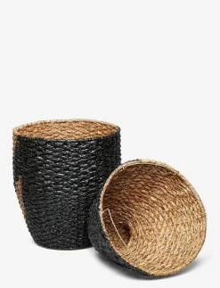 Tazia Basket w/Lid, Black, Bankuan Grass - Förvaringskorgar