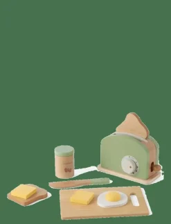 TOASTER SET WOOD IN GIFT BOX - 9 PCS - Tillbehör till leksakskök