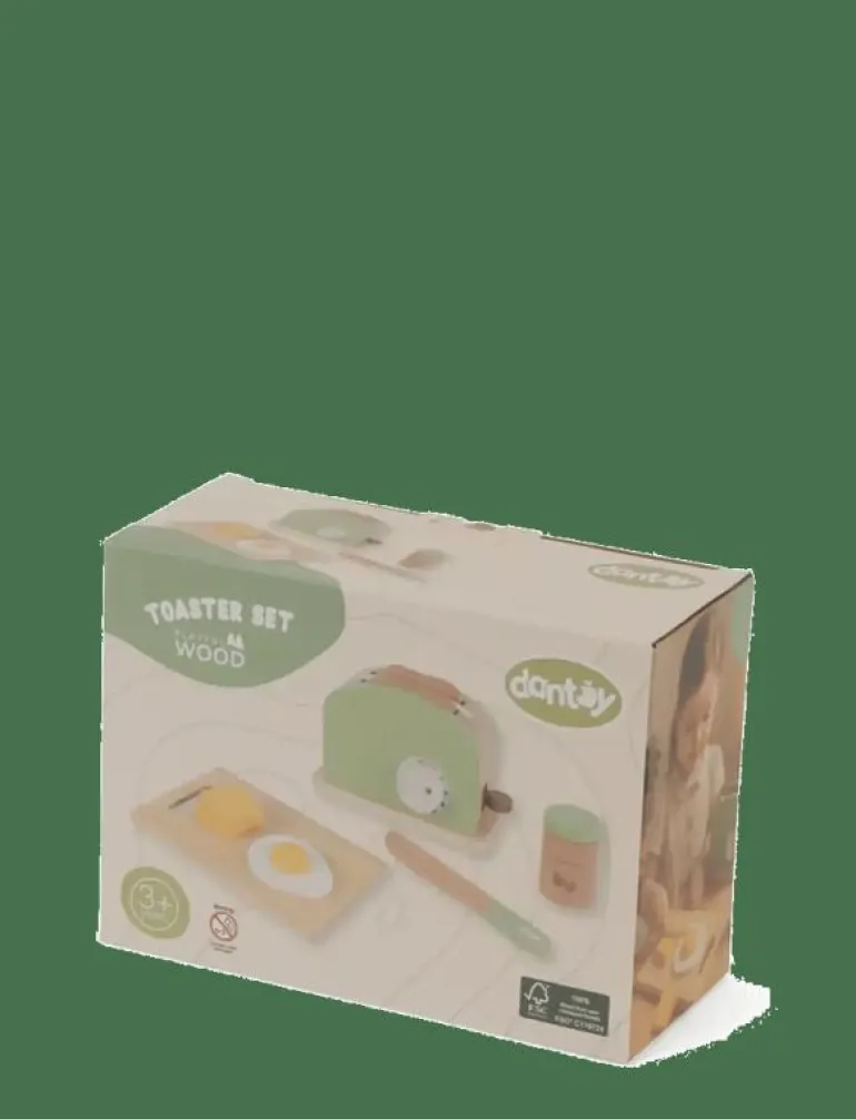 TOASTER SET WOOD IN GIFT BOX - 9 PCS - Tillbehör till leksakskök