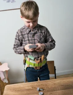 TOOL BELT WOOD IN GIFT BOX 15 PARTS - Leksaksverktyg
