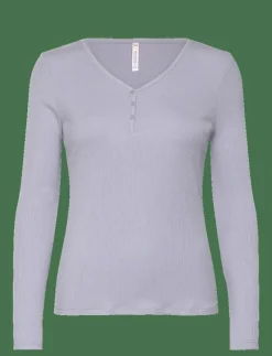 TOP LS RIB MODAL HENLEY - Överdelar
