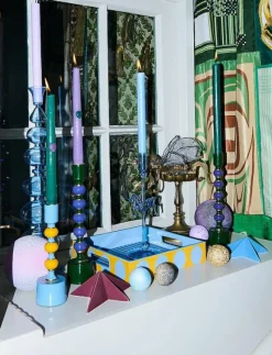Tough Love Green/Purple Candle Set of 2 - Kronljus