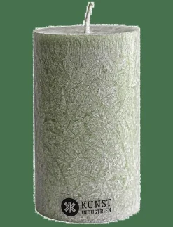 Upcycled olive wax pillar candle - Kronljus
