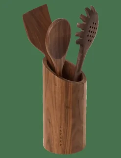 Utensils 3 pcs & Utensil rack Walnut - Slevar & Skedar