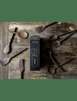 Utensils 3 pcs & Utensil rack Walnut - Slevar & Skedar