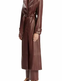 VEGAN LEATHER LONGLINE COAT - Tunna kappor