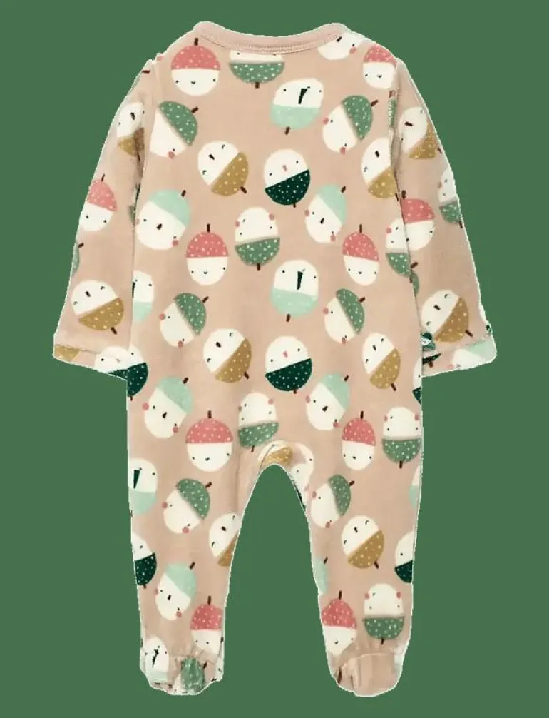 Velour play suit printed for baby -BCI - Långärmad bodysuit