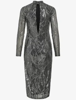 VIGIGI HIGHNECK SEQUIN L/S MIDI DRESS/DC - Midiklänningar
