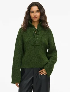 VIGLEEBA HIGH NECK L/S RIB KNIT TOP - Polotröjor