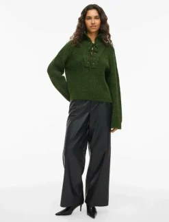 VIGLEEBA HIGH NECK L/S RIB KNIT TOP - Polotröjor