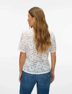 VMHONEY LACE SS SHIRT WVN GA - Kortärmade skjortor