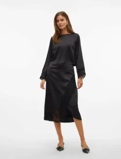 VMMERLE LACE HW 7/8 SKIRT WVN GA - Midi kjolar