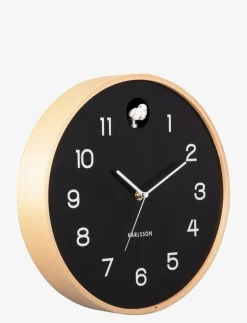 Wall clock Natural Cuckoo birch wood black - Väggklockor