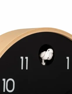 Wall clock Natural Cuckoo birch wood black - Väggklockor