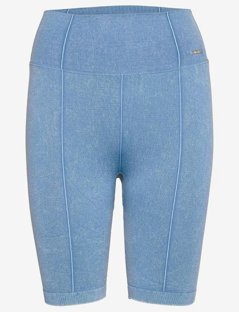 Washed Denim Seamless Biker Shorts - Träningstights
