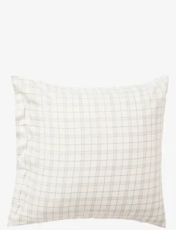 White/Beige Cecked Lyocell/Cotton Pillowcase - Örngott