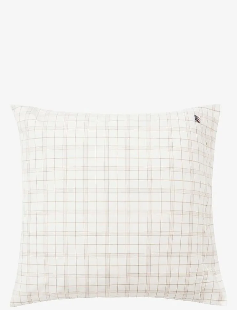 White/Beige Cecked Lyocell/Cotton Pillowcase - Örngott