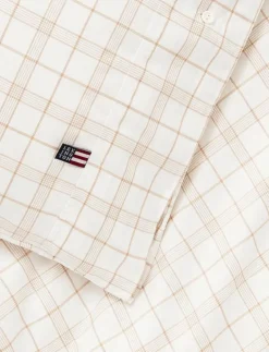 White/Beige Cecked Lyocell/Cotton Pillowcase - Örngott