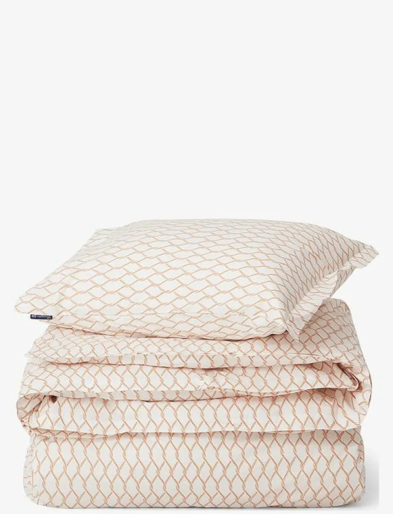 White/Beige Rope Printed Cotton Poplin Bed Set - Påslakanset