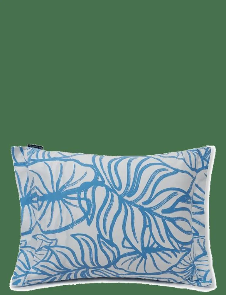 White/Blue Printed Cotton Sateen Pillowcase - Örngott