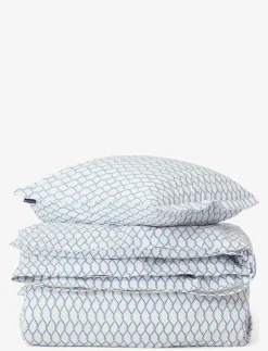 White/Blue Rope Printed Cotton Poplin Bed Set - Påslakanset