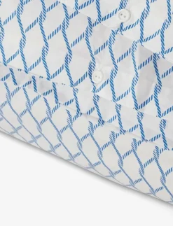 White/Blue Rope Printed Cotton Poplin Bed Set - Påslakanset