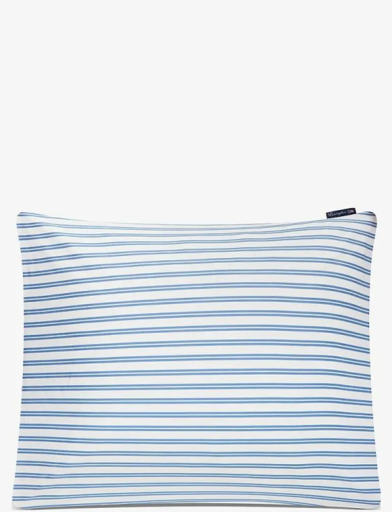 White/Blue Striped Cotton Poplin Pillowcase - Örngott