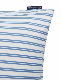 White/Blue Striped Cotton Poplin Pillowcase - Örngott