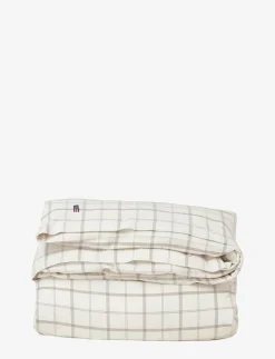 White/Brown Checked Cotton Flannel Bed Set - Påslakanset