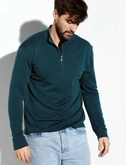 Wool/Bamboo Half Zip Sweater - Pyjamasöverdelar