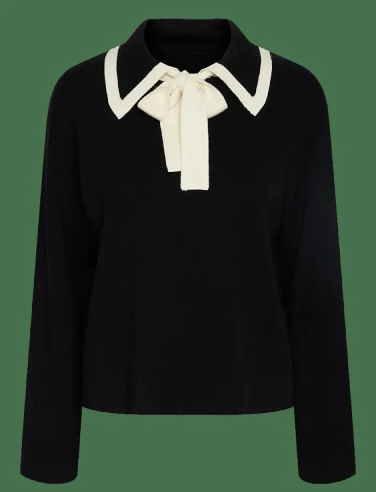 YASJOSIE LS BOW KNIT TOP - Stickat