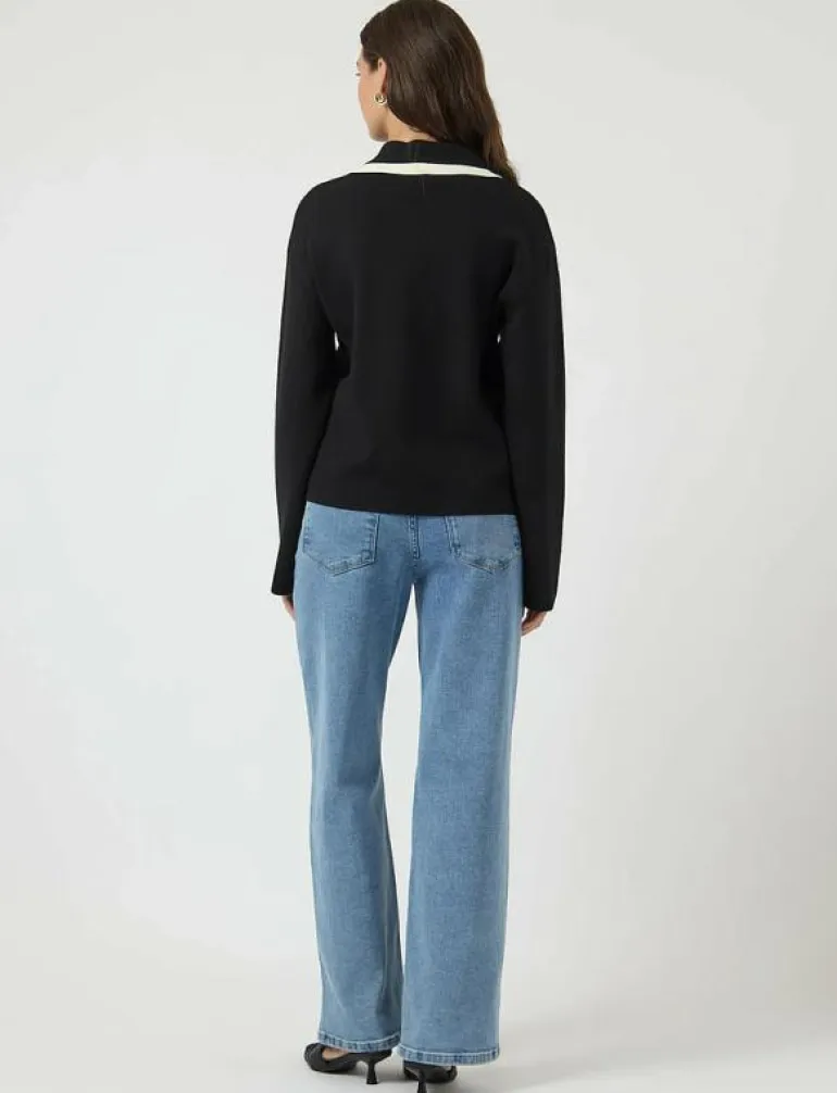 YASJOSIE LS BOW KNIT TOP - Stickat