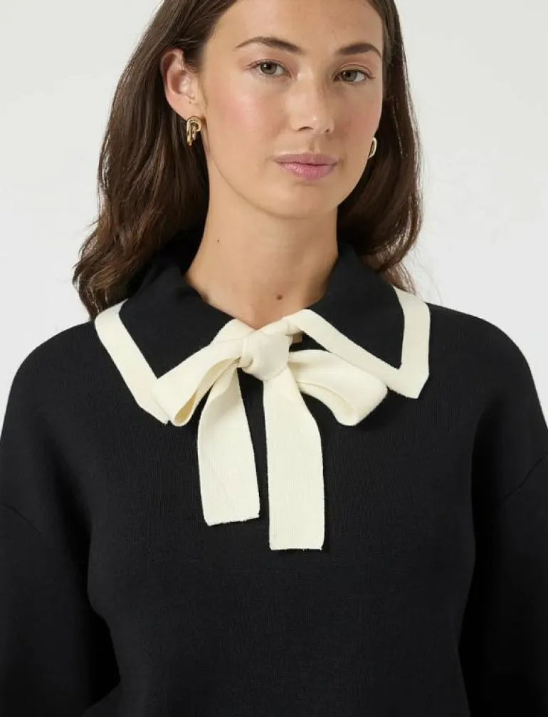 YASJOSIE LS BOW KNIT TOP - Stickat