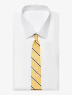 Yellow Blue Single Stripes Silk Tie - Slipsar