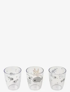 Yummy mini glass 3 pcs Sea friends Mustard/Grey - Serveringsset