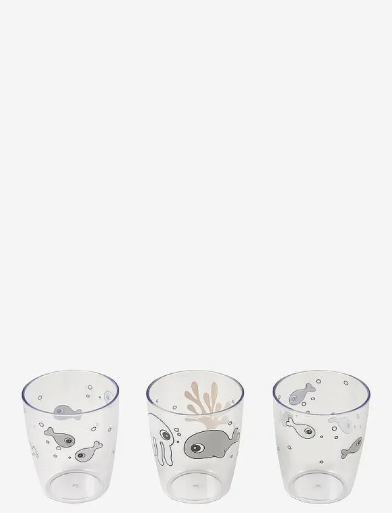 Yummy mini glass 3 pcs Sea friends Mustard/Grey - Serveringsset